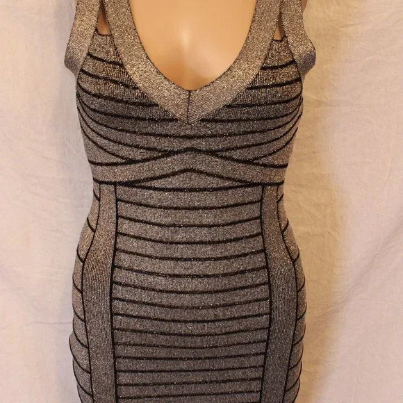 Guess | Dresses | Guess Bandagebodycon Goldblk Party Cocktail Dance Dress  Sz S | Poshmark